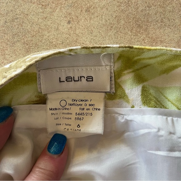 Laura Burke Avenue Linen/Rayon Spring Summer Floral A Line Skirt - Picture 3 of 10